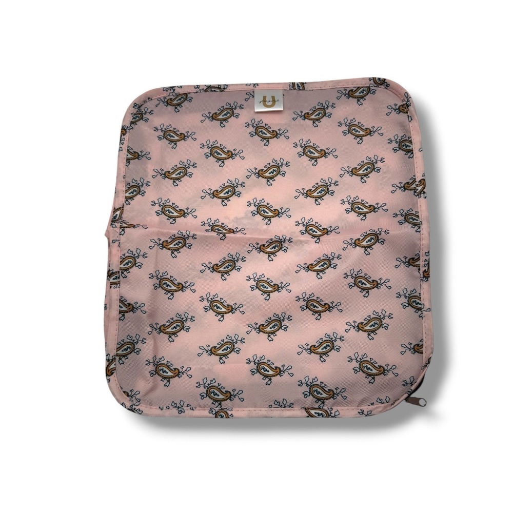 Free People Packing Cube Travel Organizer Pink Paisley Cosmetic Zip Pouch